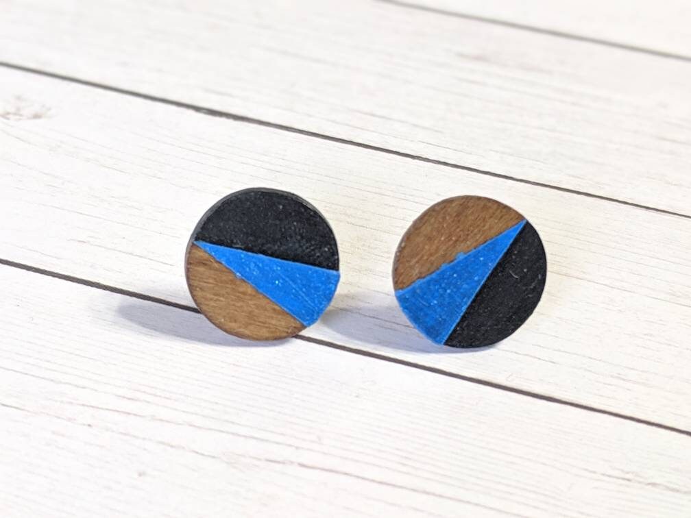 Wood Cufflinks and Tie Clip set, wedding Cufflinks, gift for him, groomsmen, dad, handmade, painted, customizable colors, tie bar