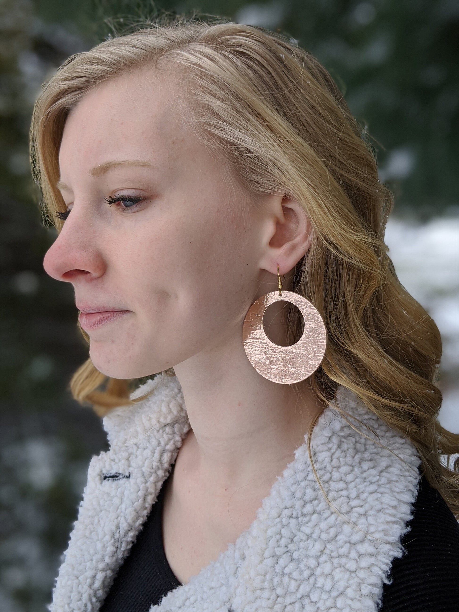 Metallic Rose Gold Cork Leather Earrings, Teardrop Earring, Lightweight, Trendy, Dangle, Teardrop, Hoop cutout, Bar, or petal