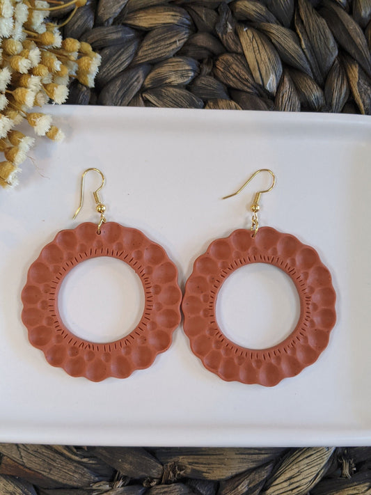 Terracotta Hoops Polymer Clay Earrings, Fall earrings, Lightweight, Modern Earrings